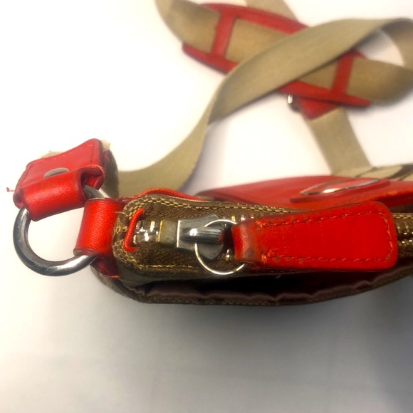 Coach Legacy Signature Swingpack messenger bag adjustable strap brown & Red - Picture 12 of 15